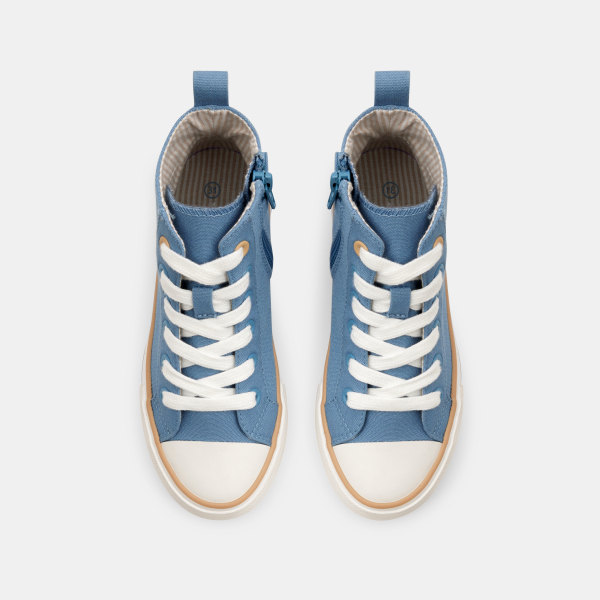 حذاء رياضي من قماش الكانفاس برقبة عالية باللون الأزرق للأولاد